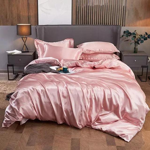 Juego de Sábanas de Satén + 2 Fundas de Almohada de Lujo
